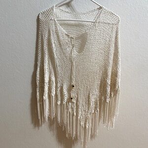 Elegant cream crochet look poncho